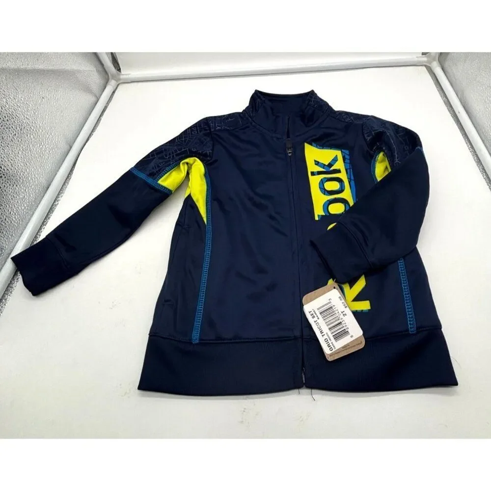 Reebok Kids Navy & Yellow Grid Tricot Jacket, Navy, 2T (jacket only)